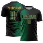 Custom Black Kelly Green-Old Gold Sublimation Gradient Fashion Soccer Uniform Jersey